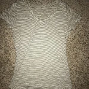 White & black stripped short sleeved shirt